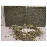 2 tin tiles & country garland