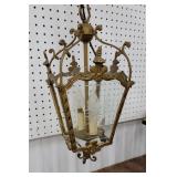 beautiful hanging light with etched glass