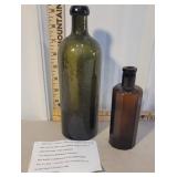 2 old bottles - with note