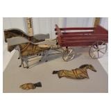 Wooden horses pulling wooden wagon - some of the