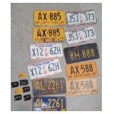 Box vintage license plates and tags