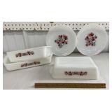 Fire King floral casseroles & plates