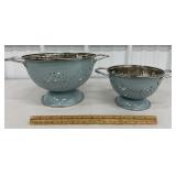 2 robins egg blue colanders - like new