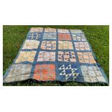 Antique tied farmhouse quilt - full size