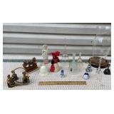 Box of bells & a nice candle lantern w/ pretty