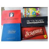 5 games - scrabble, cootie, pictionary, etc