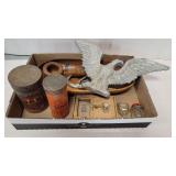 Box - advertising, nut bowl, eagle, mailbox door,