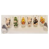 6 character glasses, 2 Rockwell glasses