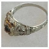 Victorian 18k white gold ring - you
