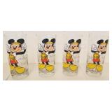 4 Disney glasses with Mickey mouse