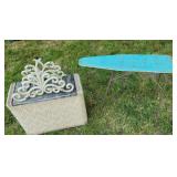 Childs ironing board, hamper, hose holder