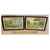 2 Jessie Hall prints - Harvest & pastures -