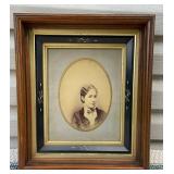 Fantastic wood Victorian frame w/ portrait approx