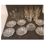 Set of 8 retro glasses with wheat design, glass