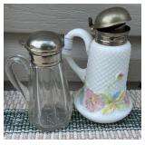 2 syrups - Cosmos milk glass & pattern glass