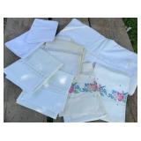 Pretty vintage flat sheet (needs cleaning) & 4