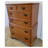 Maple 2 over 4 chest on chest dresser 34"20"50"