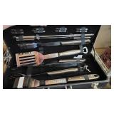 Stainless steel grill tools in black case