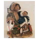 LARGE Christmas Bears on a wood base - beautiful