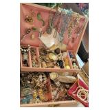 Pink jewelry box W/key & contents - in the back