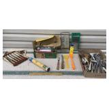 Box of retro kitchen utensils etc