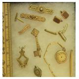 Old jewelry - ladies pocket watch, brooches, etc