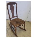 Press back ladies oak rocker - Rush seat