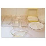 Pyrex dishes, bread pans, casserole pans, etc