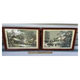 2 Currier & Ives prints