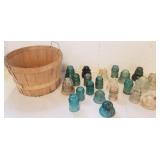 Lot of insulators , in a basket