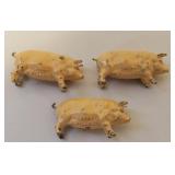 3 mini pigs, metal - J Hill, England
