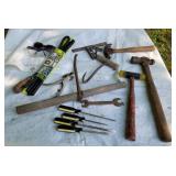 Hammers, screw drivers, hay hooks, etc