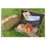 2 pieces vintage luggage - 1 w/ contents