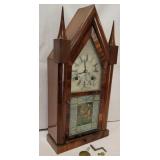 H. Welton steeple clock W/Reverse Painted door