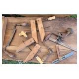 Clamps, drill brace, draw shave