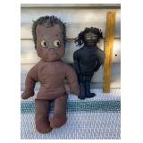 2 cloth folksy black Americana dolls