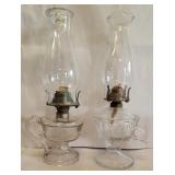 2 antique finger oil lamps