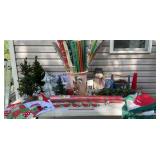 Large collection of Christmas decor, wrapping
