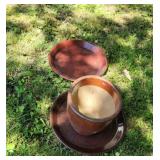 Red ware bottom plates and pot