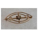 14k gold brooch w/small diamond