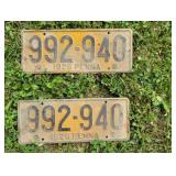 Pair 1926 PA license plates