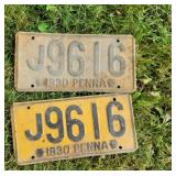 Pair 1930 PA license plates- barn dirty :)