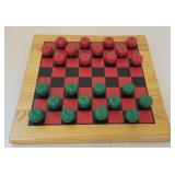 Wooden Checkers game with apples