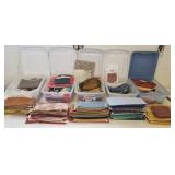 5 small tubs of quilt material/fabric pieces