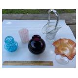 Box of pretty colorful glassware