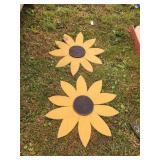 2 wooden sunflowers 24"