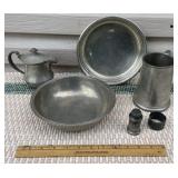 Pewter - stein, salt, bowls etc