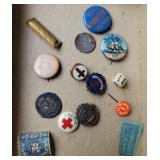 Pin back buttons - church, red cross, etc
