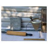 Primitives - soapstone, tomato strainer, cutter,