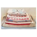 Nice lot tablecloths, blankets, needs washing